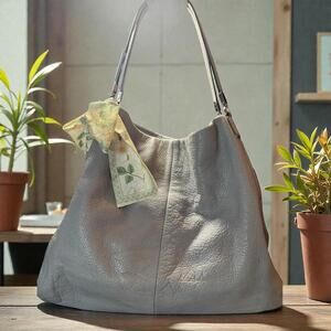 Coach Pebbled Leather Gray Hobo Shoulder Bag c.2010
